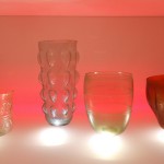 bicchieri luce arancione, la teca dei vetri, museo archeologico nazionale, Adria