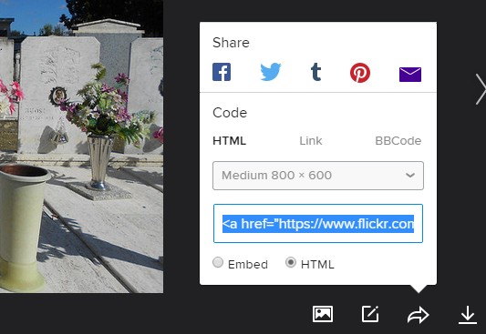 Flickr embed e html