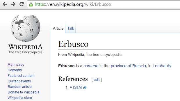 Erbusco, Wikipedia, EN