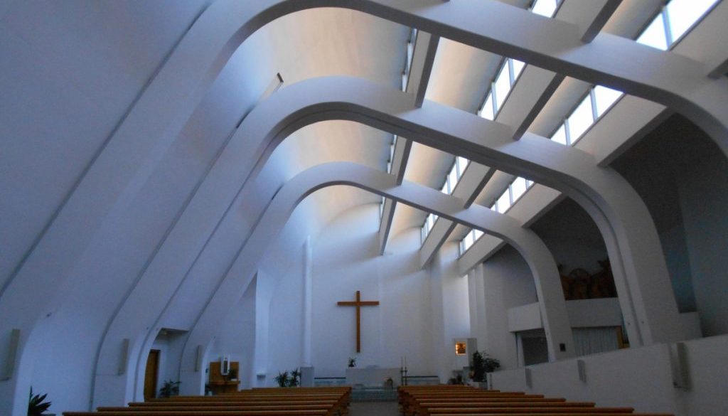 interno, Chiesa di Santa Maria Assunta, Alvar Aalto, Riola, Vergato