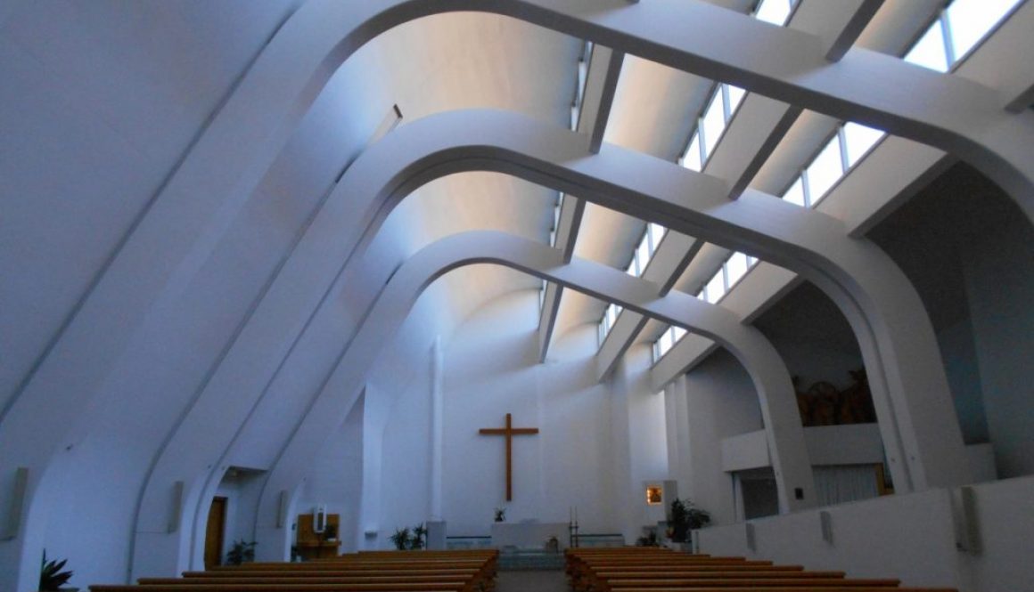 interno, Chiesa di Santa Maria Assunta, Alvar Aalto, Riola, Vergato