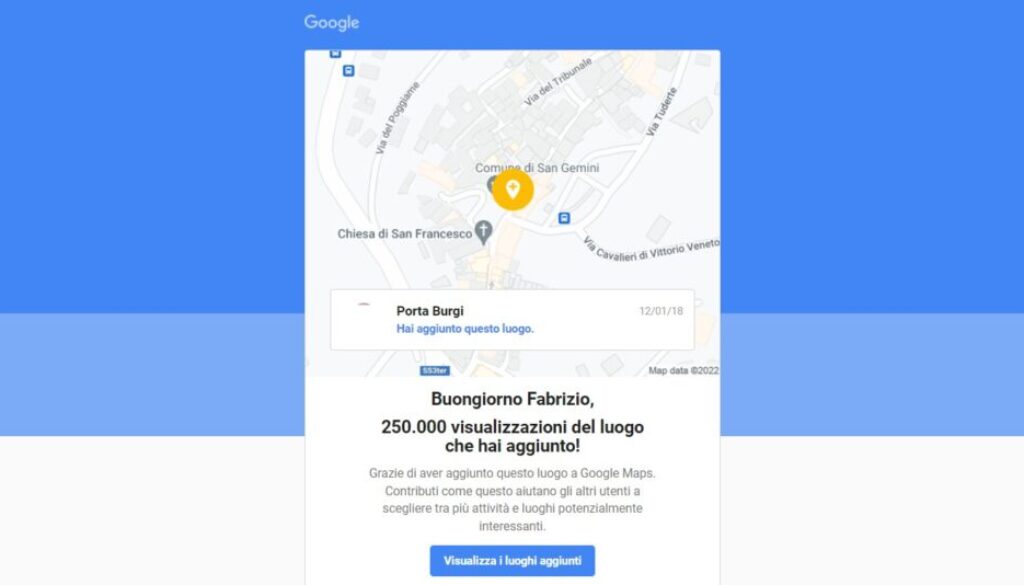 google 250000 visualizzazioni